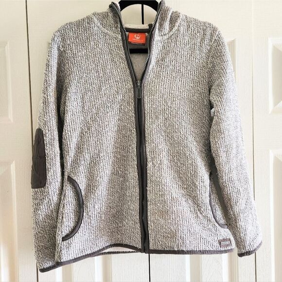 Merrell Women's Knit Sweater Full Front Zip Fleece Hooded Jacket Grey Size Small - Picture 1 of 5